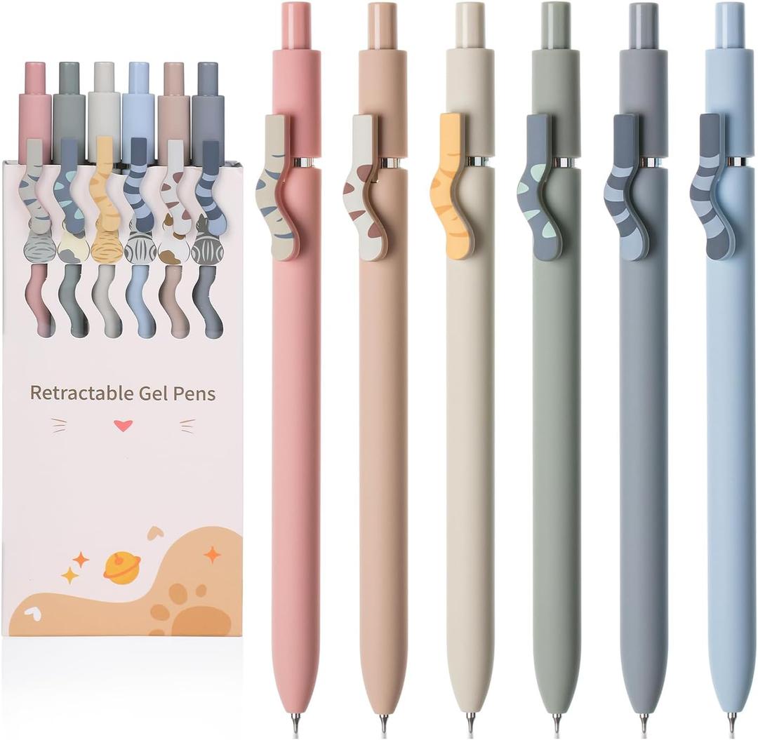 Mr. Pen- Retractable Gel Pens, 6 Pack, Black Ink, Cat Gel Pens, Cat's Tail Gel Pen Fine Point 0.5mm, Retractable Pens