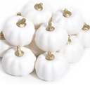 Pumpkin Decor Set of 12 Artificial Fake Faux Foam White Pumpkins Rustic Farmhouse Harvest Thanksgiving Mantel Table Centerpiece Autumn Fall Home Decoration