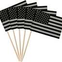 2 x stidsds 100 Pcs Black American Flag Black USA Toothpick Flags Mini Small Black US Cupcake Toppers Stick Flags Banner Party Cocktail Fruit Decoration