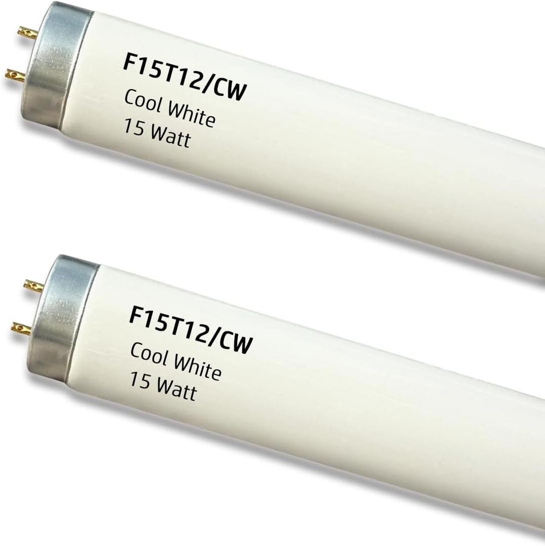 18 inch F15T12-CW 15W Cool White Fluorescent Light Bulbs,T12 Tube 1.5'' Dia, 4100K Natural Light Colour Replacement for Under Cabinet Kitchen Light (17 inch Exclude Pins)