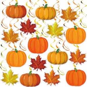 Fall Decor Pumpkin Maple Leaf Hanging Swirl - Fall Thankgiving Pumpkin Party Ceiling Decorations for Home Classroom Office Autumn Thanksgiving Harvest Decor Party Supplies