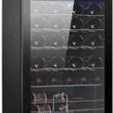 Cooler Refrigerator 4.4Cu.ft, 37 Bottle Freestanding Cabinet Cellars, Fridge with Glass Door for Home Use, Protecting Your Reds and Whites (Black)