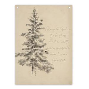 Christmas Tree Art With Scripture, Family Christmas Canvas Hanging Banner, Farm Fresh Trees Decor, Rustic Winter Canvas Print, Winter Holiday Modern Farmhouse Decor, Religious Gifts