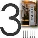12 Inch Large Address Numbers For House Large Modern Floating House Numbers, Outdoor Metal House Numbers Matte Black Vertical Horizontal Aluminum Home Address Numbers 3