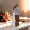 Faceless Couple Resin Statue - Romantic Valentines Day Gift, Wedding Cake Topper & Sentimental Home Accent (White/Gray/Red)