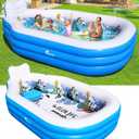 Large Inflatable Swimming Pool for Kids and Adults,Thickened Adult Pool for Backyard with Seat and Backrest, Kids Outdoor Blow up Pools, 118"x 75"x 22" Inflatable Pools for Summer (Sky Blue)
