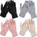 Geyoga 4 Pairs Women's Winter Touch Screen Gloves Soft Warm Fleece Lined Knit Elastic Cuff Texting Gloves (Black, Gray, Pink, Beige)