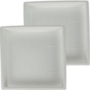 The HC Companies 14 Inch Accent Square Plant Saucer, Lightweight UV-Resistant Plastic Outdoor & Indoor Flower Pot Tray, 2-Pack Plant Pot Trays for Garden & Home Decor, White