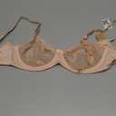 Wingslove Women's Sexy 1/2 Cup Lace Bra Balconette Mesh Underwired Demi Shelf Bra Unlined See Through Bralette (Beige)