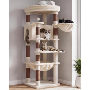 Heybly 53.1" Corner Cat Tree for Large Cats – Interactive Play HCT029MJ