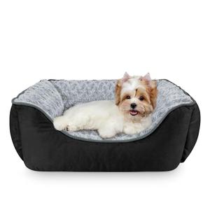 JOEJOY Rectangle Dog Bed for Small Dogs - Washable Orthopedic Sofa Bed, Soft Breathable Puppy & Pet Cuddler, Durable Calming Dog Bed with Anti-Slip Bottom, S(20"x 19"x 6"), Black