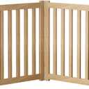 4-Panel Solid Wood Dog Gate - Freestanding Folding Pet Gate for Doorways, Stairs, Indoor, 24" Height, No Installation Needed, Natural Wood