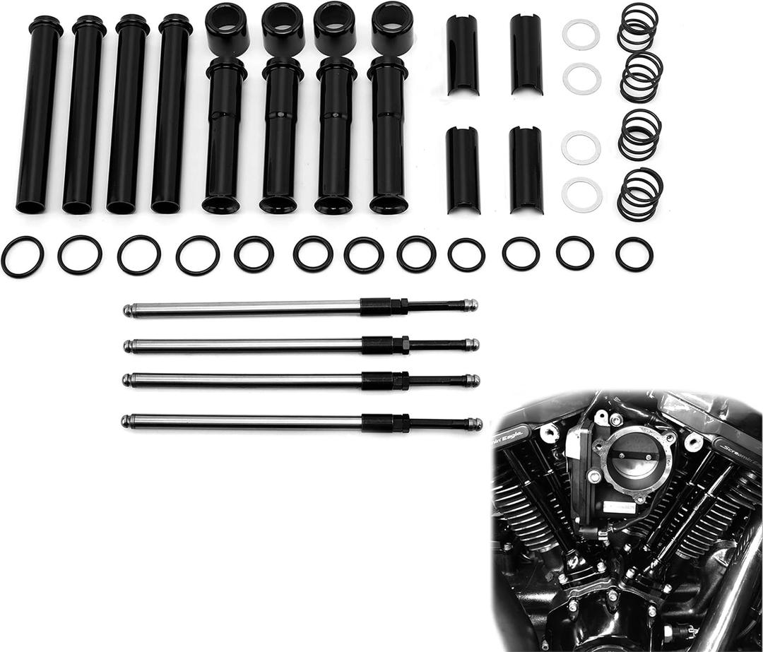 M8 Pushrods & Covers Kit for 2017-up Harley Milwaukee 8 Engine Touring Softail Bikes, Black