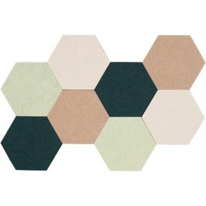 LAJAR 8 Pcs Hexagon Felt Bulletin Board Tiles, Self Adhesive Felt Pin Board Wall Tiles for Photos, Pictures, Memos (Green)