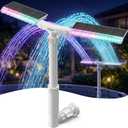 Solar Pool Fountain with Lights, Dual-Head Adjustable Spray & Timer, Remote Control, Auto Dusk Sensor, 10-Color LED Modes & 15°F Cooling Spray for Above & Inground Pools