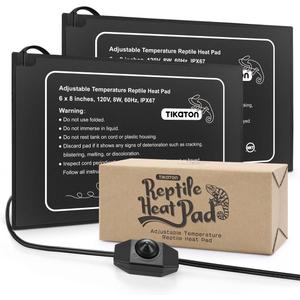 Tikaton Reptile Heat Pad - Adjustable Temperature Under Tank Heater for 10-20gal/30-40gal Tank, Terrarium Heat Mat for Turtle/Snake/Lizard/Frog/Spider/Plant Box (2 Pack-6" X 8")