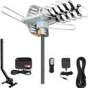 BEFORE TV Antenna, Digital Outdoor Amplification High-Definition TV Antenna with a Range of 150 Miles, Remote Support for 4K 1080p Firestick 2 TV, with Mounting Pole, Grey