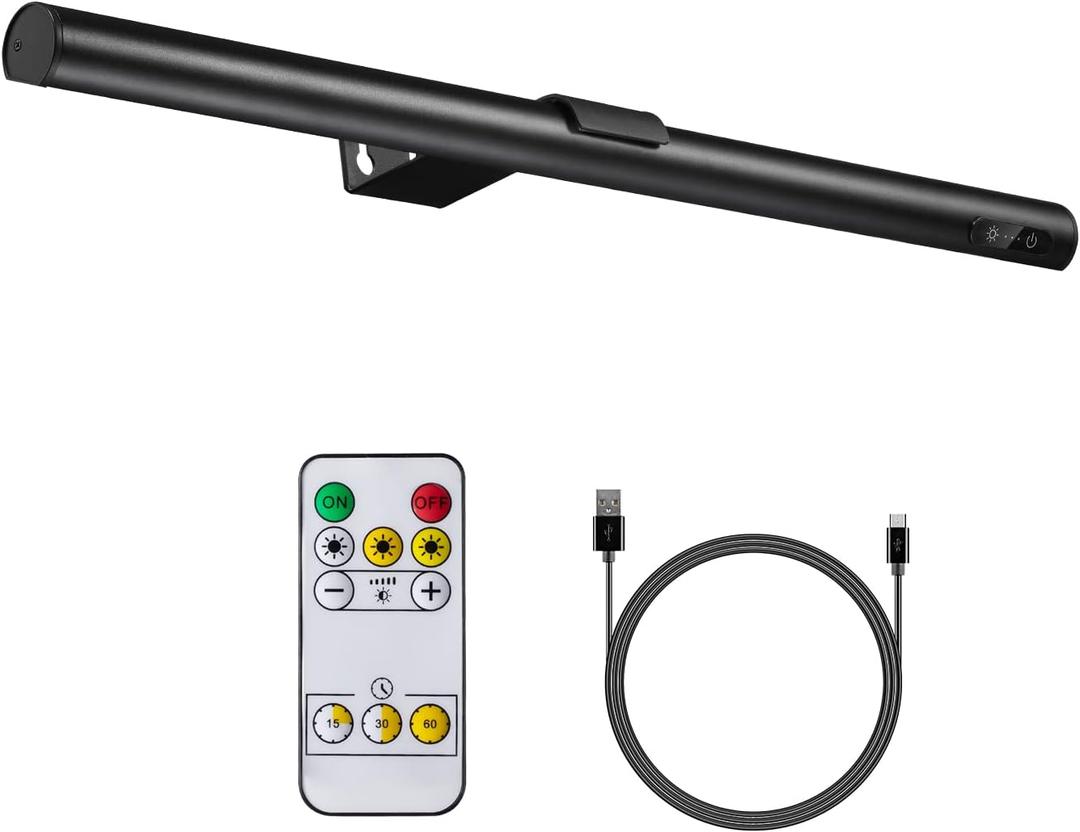 Rechargeable Picture Light Battery Operated,19.7" Wireless Painting Light with Remote Control,Metal Art Display Lamp,3 Modes,Dimmable Dartboard Light with Timer for Frame Picture