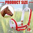 Horse Halter Christmas Horse Costume Red Bridle Rope with White Flannel Lined Prevents Rubs Adjustable Fit for Shows Xmas Parade