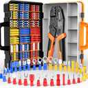 Preciva Crimping Tool for Insulated Terminals Wire Connectors, AWG20-10 Ratchet Crimper with 425 Pcs Insulated Terminals Connectors