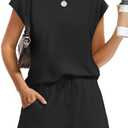 WIHOLL Two Piece Sets for Women Summer Crew Neck Lounge Short Sets Cap Sleeve Drawstring Sweatsuit with Pocket Size Small
