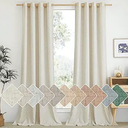 NICETOWN Natural Linen Curtains 84 inch Long 2 Panels Set, Grommet Top Thick Linen Burlap Semi Sheer Vertical Drapes Privacy Assured with Light Filtering for Bedroom/Living Room, W55 x L84