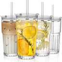 INSETLAN 20oz Double Wall Glass Cups Set of 2 – Borosilicate Glass Tumblers, Clear Insulated Glass Coffee Cups for Coffee, Cappuccino, Latte, Juice and Tea, Hot & Cold Resistant