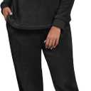 PrinStory Women's 2 Piece Pjs Matching Sets (Black, XL)