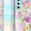 Hocase for Samsung Galaxy S25 Case 6.2', Purple/Pink Flowers