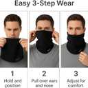 ISQ Winter Warm Neck Gaiter Soft Wool Neck Warmer Outdoor Riding Windproof Balaclava Face Mask Suitable for Men and Women (Black - Blue - Dark Grey)