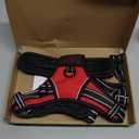 PHOEPET Reflective Dog Harness Large Breed Adjustable No Pull Vest with Handle 2 Metal Rings 3 Buckles [Easy to Put on & Take Off](L, Red)