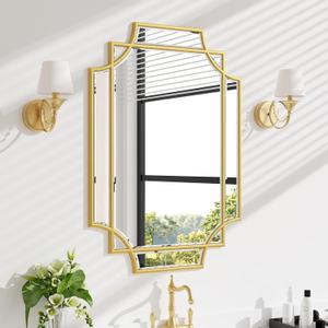 Bathroom Mirror for Wall Gold Farmhouse Wall Vanity Mirror for Over Sink Wood Framed Beveled Mirrors Deco20 * 28IN/Gold