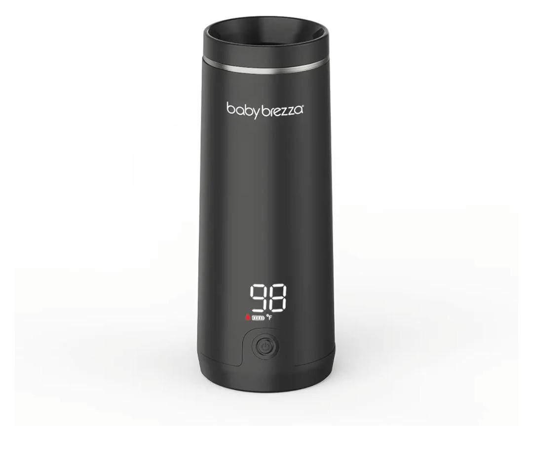 Baby Brezza Portable Baby Bottle Warmer - Breastmilk + Formula Safe, Black3x Faster Travel Warming, Up to 8 Bottles with 4 Temp Settings, No Bottle Adapters + Safe, Even Heating, Dishwasher Safe
