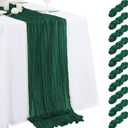 10 Pack Emerald Green Cheesecloth Table Runner 17x108 Inch Semi Sheer Boho Gauze Cheese Cloth Table Runners, for Wedding Bridal Shower Birthday Party Home Decor Garden Farmhouse