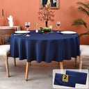 MEANMOY 2 Pack Navy Blue  Water & Stain Resistant Round Tablecloth - Solid 50 Inch Circle Table Cloth Cover in Wrinkle Free Washable Wipe Clean Polyester for Wedding, Party, Banquet (2 Pcs)