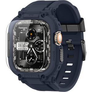 amBand for Apple Watch Ultra 3/2/1 Case, M1 Sport Series Durable Bumper and Screen Protector Fits iWatch Ultra Bands 49mm, Waterproof Gym Workout Accessories for Running Swimming Boating - Navy Blue