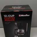 Mueller 12-Cup Drip Coffee Maker - Borosilicate Carafe, Auto-Off, Reusable Filter, Anti-Drip, Keep-Warm Function, Clear Water Level Window Coffee Machine, Kitchen Essentials & Accessories (Black)