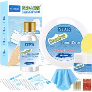 Sneaker Cleaning Kit, Multi Purpose Sneaker Cleaner White Shoe Cleaner Kit, Complete Shoe Care Set with Sneaker Cleaning Cream, Powerfully Shoe Stain Remover, 12 Shoe Wipes, Towel and more