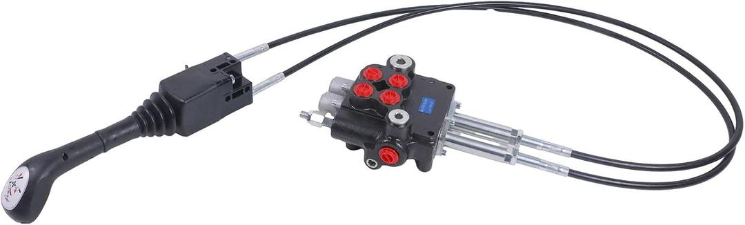 Solarhome Hydraulic Control Valve Kit,Cable Remote Control Valve Kit with 2 Spool Valve 80lpm/ 21gpm and 2 Cables Remote Joystick, 165.47 Cubic Inches