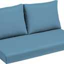 Arden Outdoor Loveseat Cushion Set, 48 x 24, Water Repellent, Fade Resistant, Cushion Set for Couch, Bench, and Swing, French Blue Texture
