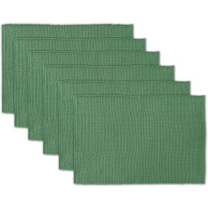 AVKA Studio 100% Cotton Ribbed Placemats - Set of 6-13 x 19 Inches - Green - Everyday/Christmas Cloth Table Mats - Thick Construction, Washable & Reusable Cloth Place Mats