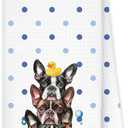 JINYO Funny French Bulldog Decorative Hand Towels, Gifts for French Bulldog Lovers, Kids Bathroom Decor, Frenchie Mom Gifts, Rubber Duck Frenchie Dog Hand Towels for Washroom Spa Gym Yoga, 16x24 Inch
