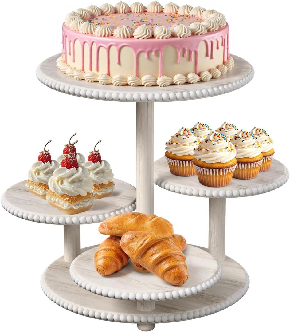 HURZMORO White Cupcake Stand for 50 Cupcakes, Rustic Cake Display Tower - Cupcake Carrier and Dessert Tier Stand Combo for Wedding, Baby Shower, Tea Party - Cupcake Stands for Dessert Table(Bohemia)