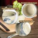 Ceramic Ramen Bowl Set of 2, Ramen Noodle Bowl with Lid 27oz Japanese Retro Style Soup, Pho, Udon Bowls, Matching Spoons and Chopsticks for Microwave & Dishwasher Safe, Fish