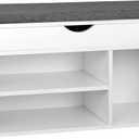 WelFurGeer Shoe Bench with Storage, White Shoe Storage Bench, Entryway Bench with Storage, Entryway Shoe Storage Bench White + Gray