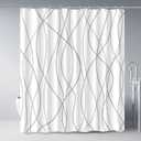 Punkray Grey and White Striped Polyester Shower Curtain for Bathroom with Hooks, Curtains 72 Inches Long, Weighted Hem, Waterproof Bath Accessories Hotel Style - Machine Washable
