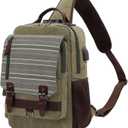 Leaper Retro Crossbody Bag Sling Bag Canvas Messenger Bag for Men Women Shoulder Bag Crossbody Handbags Satchel Travel Bag (X-Large, Army Green)