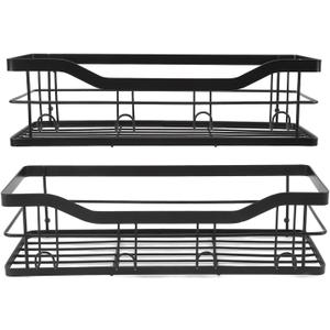 Carbon Steel Bathroom Wall Shelf, Large Capacity Bathroom Storage Shelves Set of 2, Hanging Wall Shelves for Bathroom, Living Room, Bedroom, Kitchen with Easy Installation