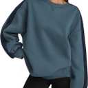 Zeagoo Womens Sweatshirt Long Sleeve Color Block Fleece Hoodies Fall Casual Crewneck Pullover Tunic Tops 2024 (Blue, XXL)