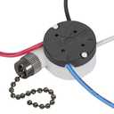 Ceiling Fan Switch Zing Ear ZE-208s E89885 3 Speed 4 Wire Pull Chain Switch Fan Light Switch Replacement Part with 4 Pre-Installed Wires(Black Chain)